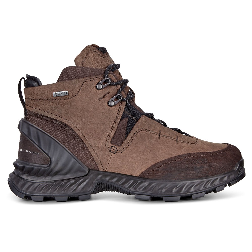 ECCO Mens Hiking Shoes Brown - Exohike Mid Gtx - QFT-190634